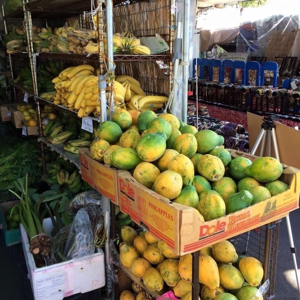 At the farmers market in Kailua.  Great place to get fresh local produce.