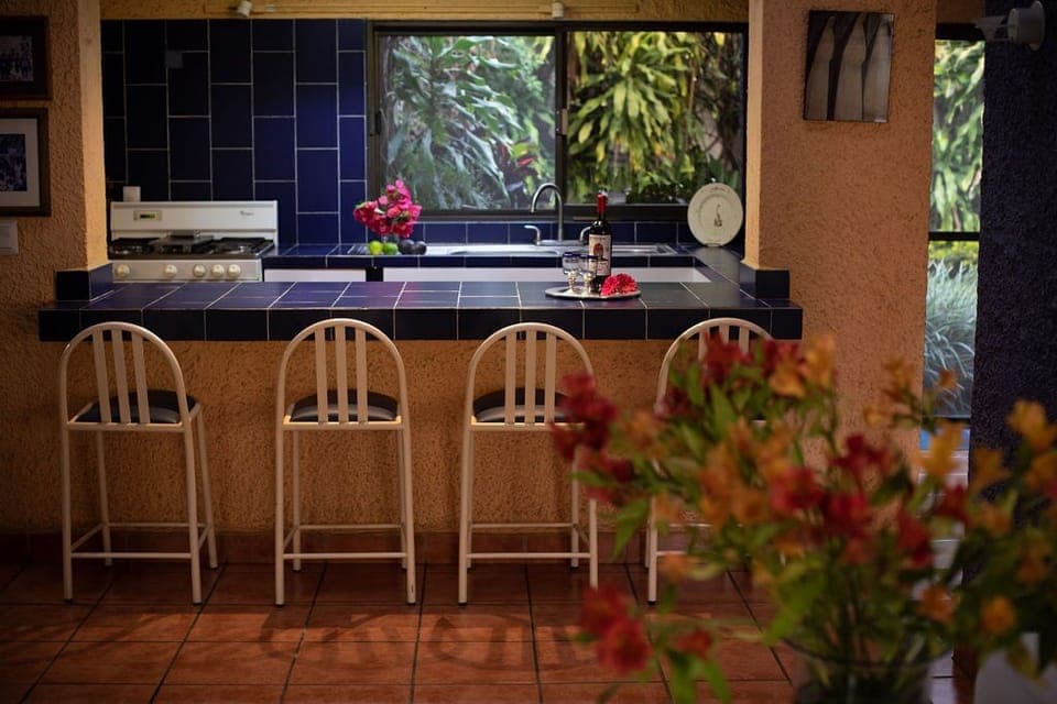 view of kitchen bar from foyer