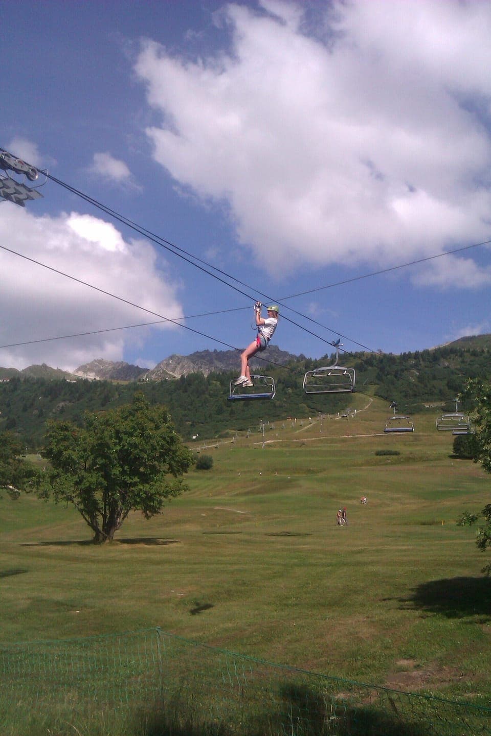 zip wire across Les Arcs  1800 in summer