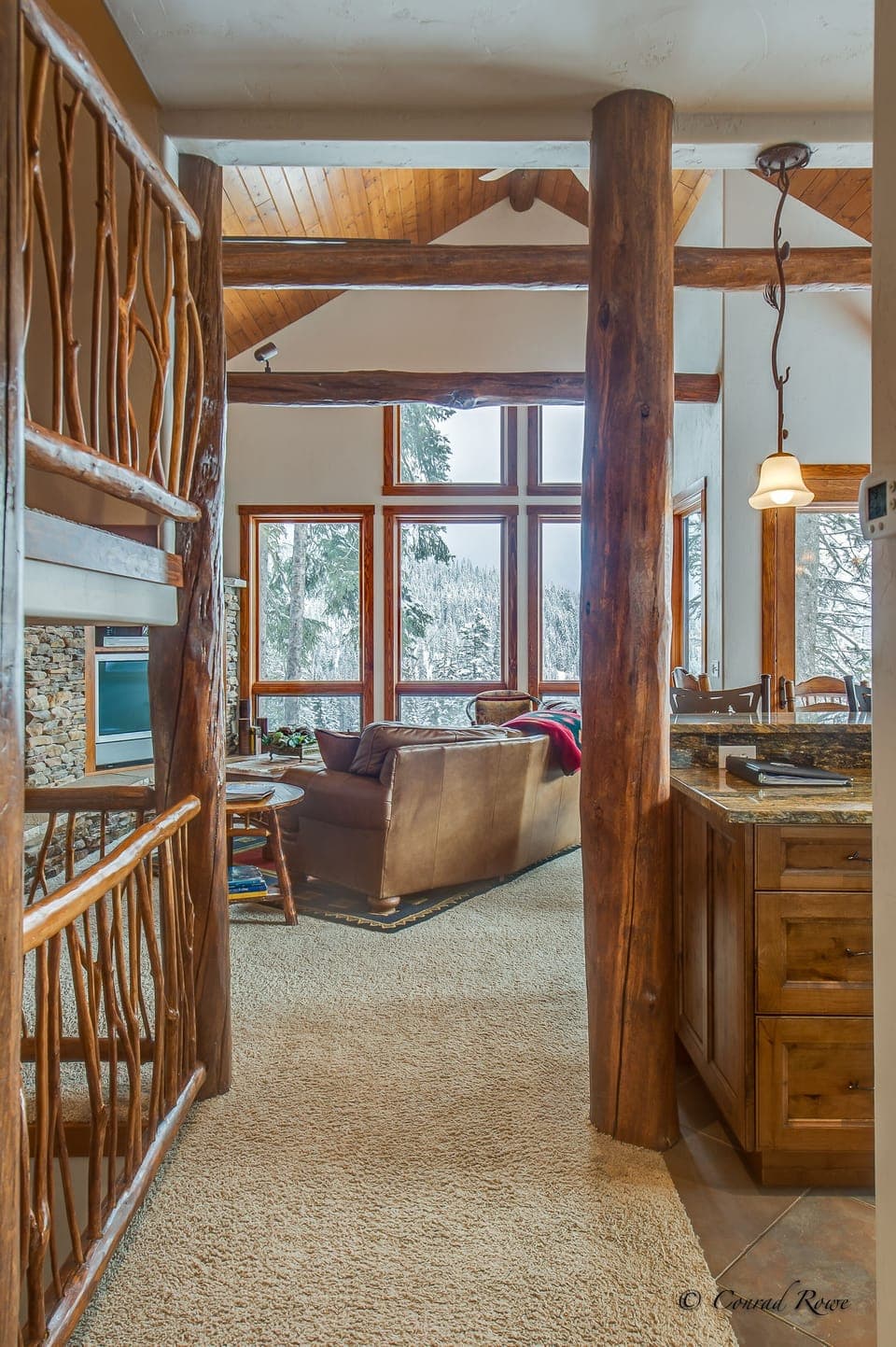 View into kitchen and main living area