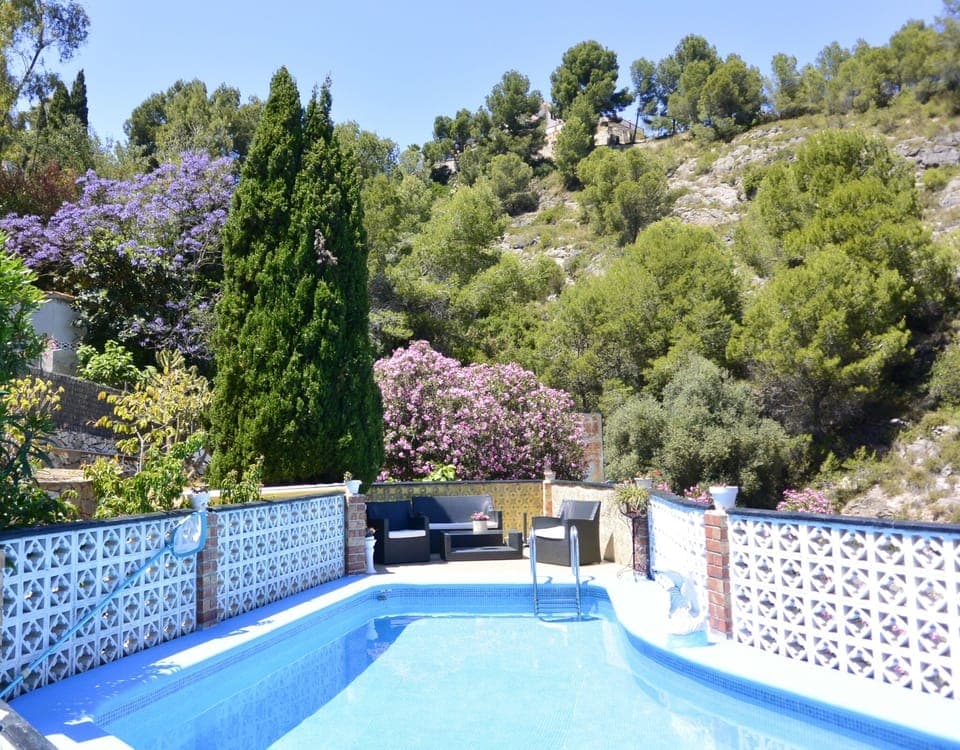 Poolside seating area