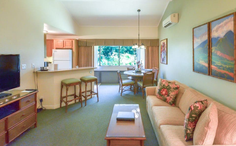 Living room, dining area, kitchen