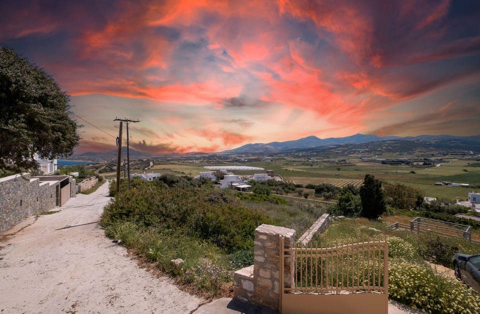 Cloudy sunrise view from the gate.