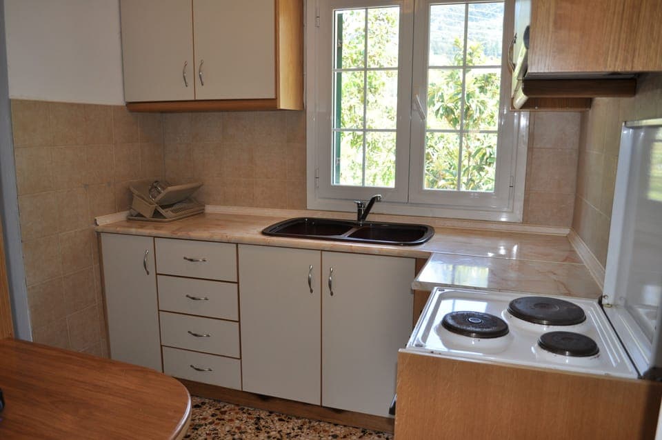 Separate, well-equipped kitchen.