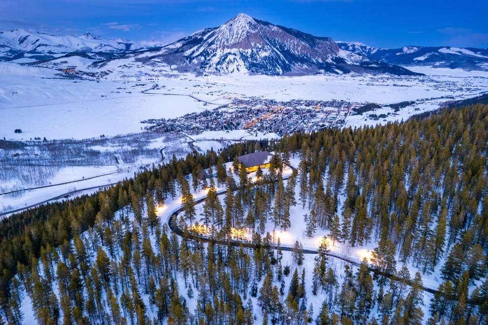 Driveway lights with the house on the ridge overlooking downtown Crested Butte!