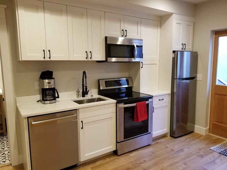 Fully-stocked kitchen.