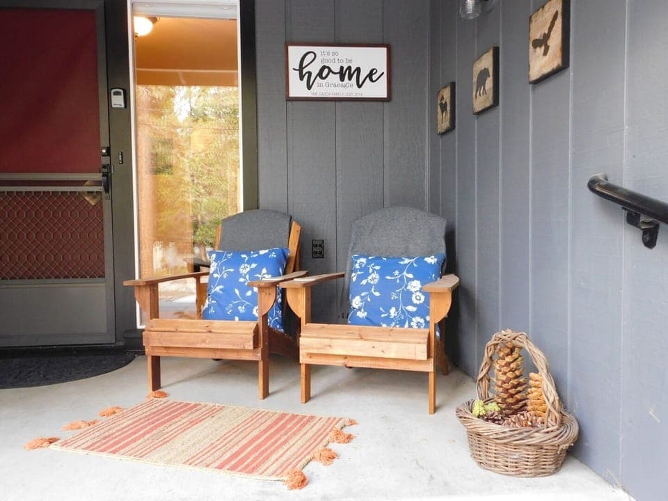 Welcome home!  Front porch relaxation.