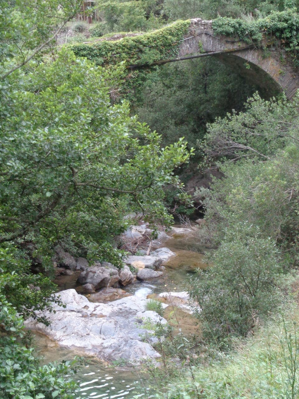 A stream, a short walk from the flat and an ancient bridge