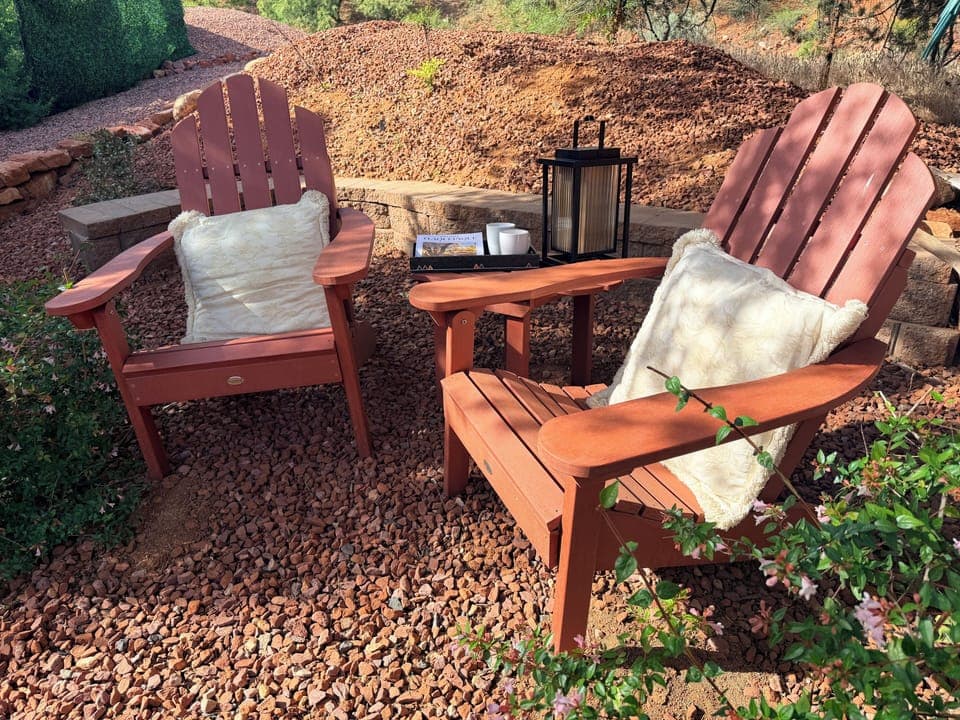 Adirondack seating area—perfect for morning coffee