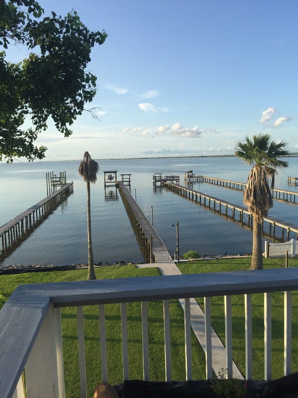 You can see Galveston across the bay from the deck. 