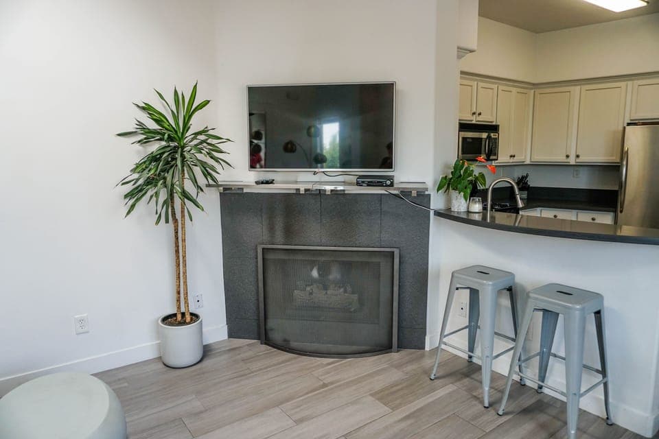 Open concept living room/kitchen.