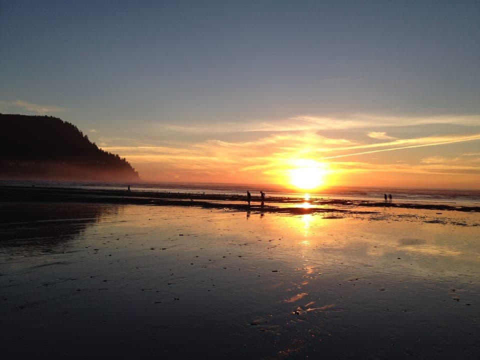 Sunsets on the beach are always beautiful.