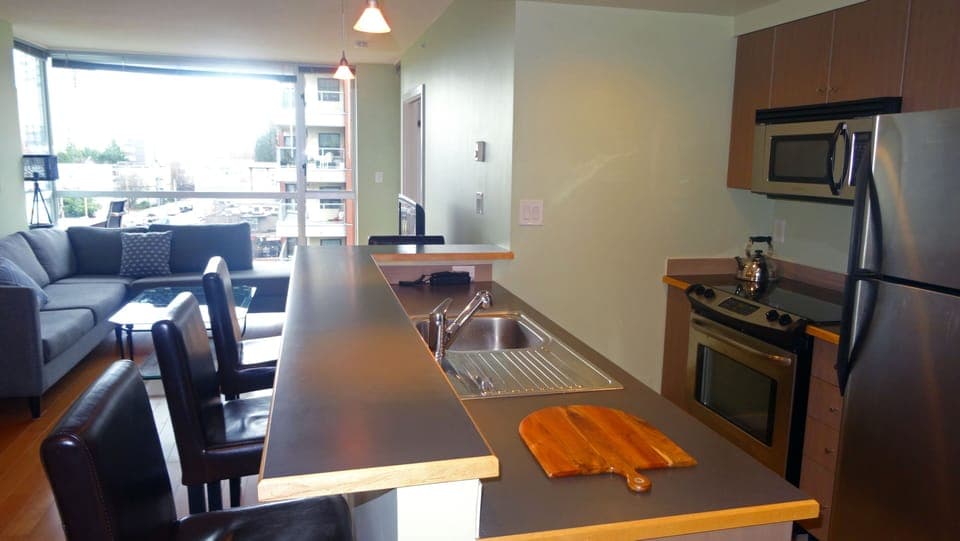 Kitchen with bar seating