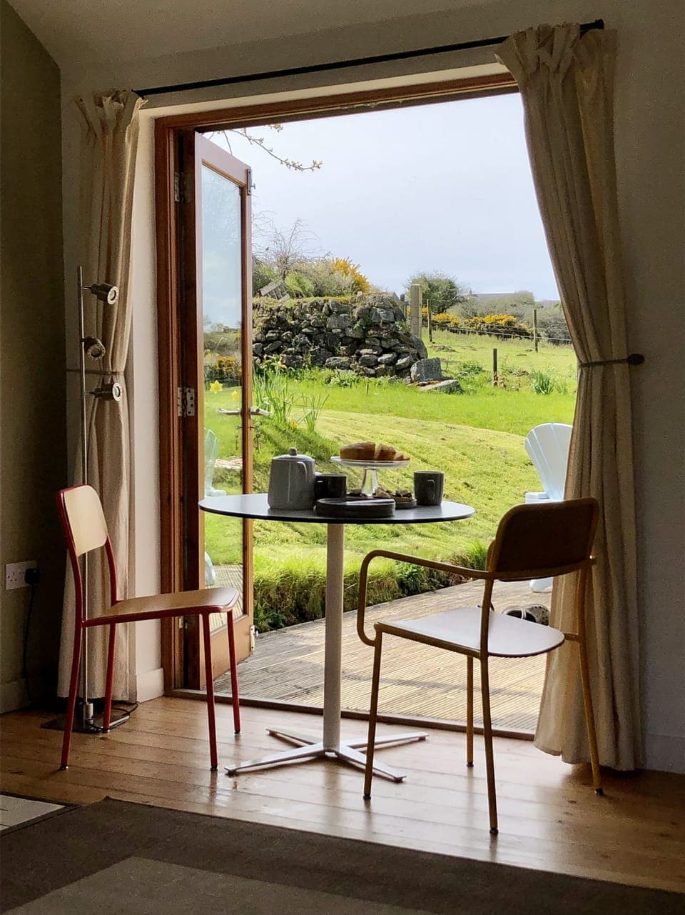 Open views onto decking from lounge area