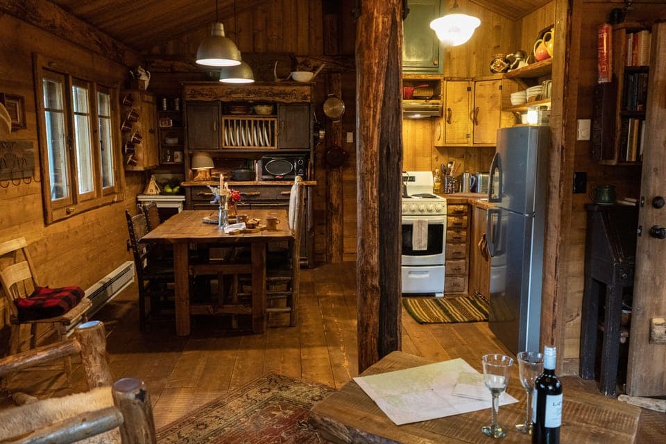 Adjoining dining/kitchen next to living room.