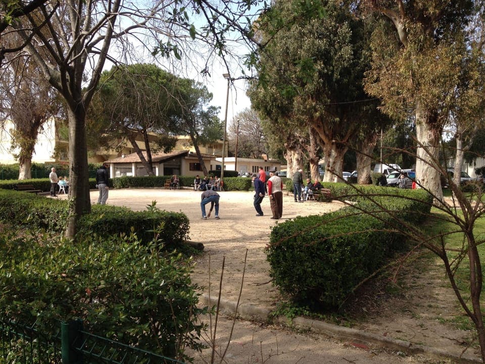 Gentlemen playing Boules near Eucalyptus - 10 mins away