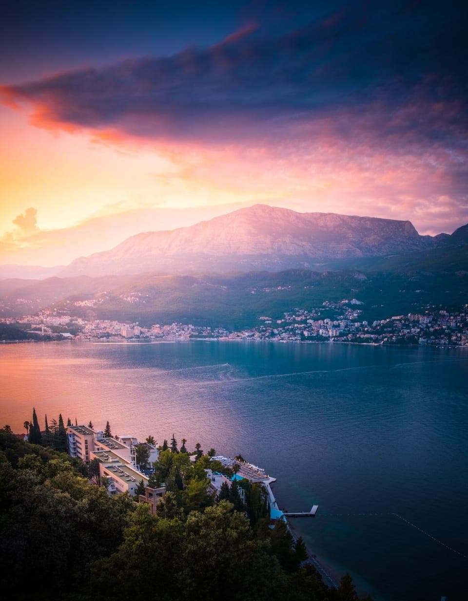 Mt Orjen and Heceg Novi in the Sunset
