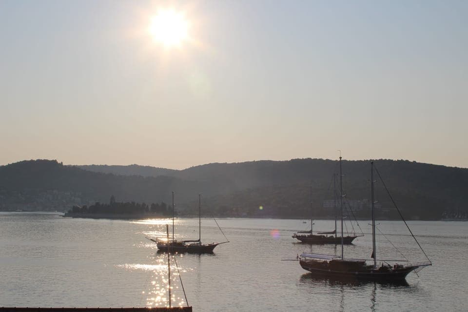 Beautiful views of Vis harbour and the sunset