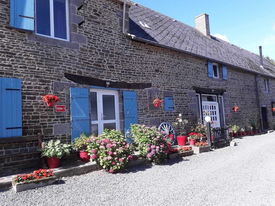 The frontage of Foxes Farm Gite, showing gites 1 and 2.