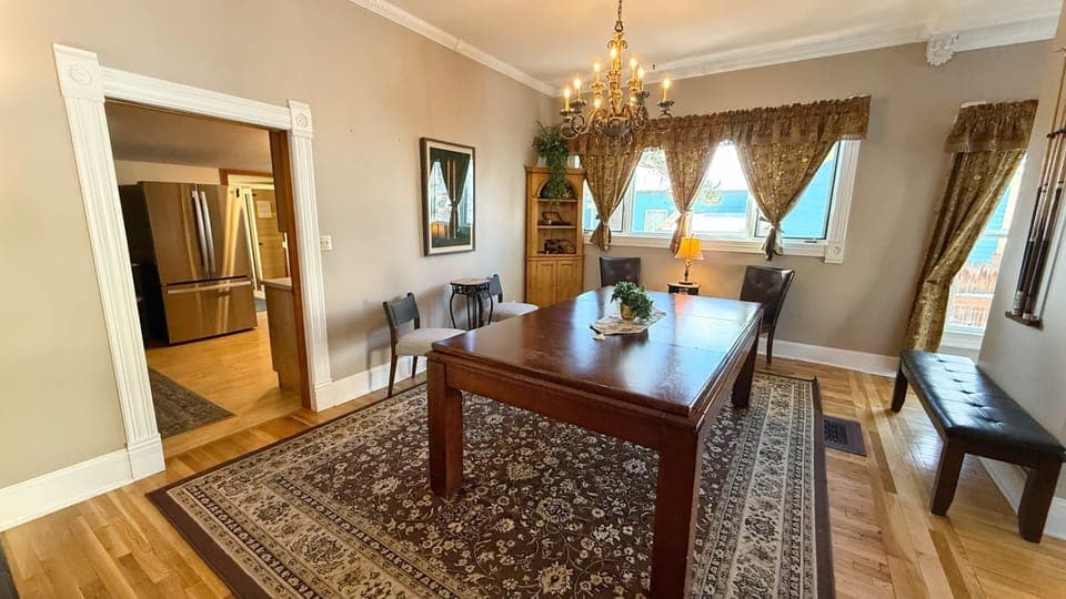 large wooden dining table