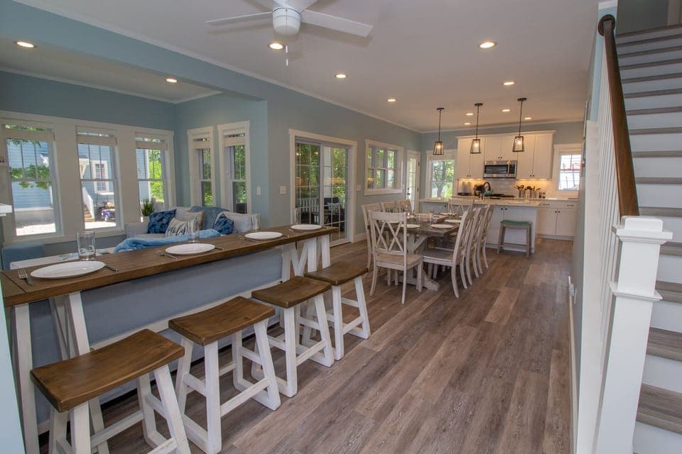 Main Level | Dining Room - Open concept living room, dining and kitchen 
dining seats 14 total