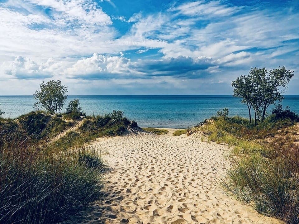 Entrance to beach steps from house.