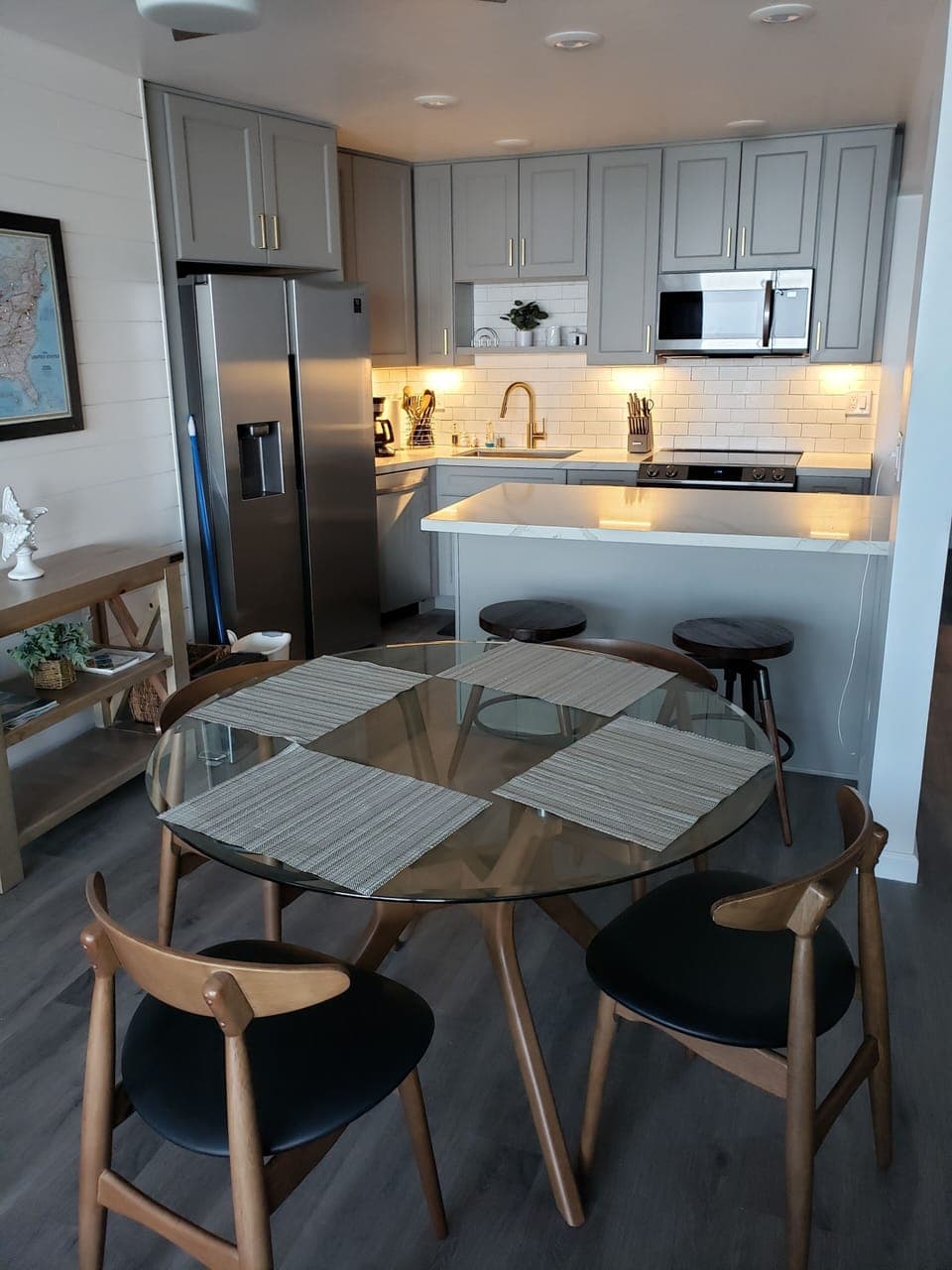 Dining table and bar seating