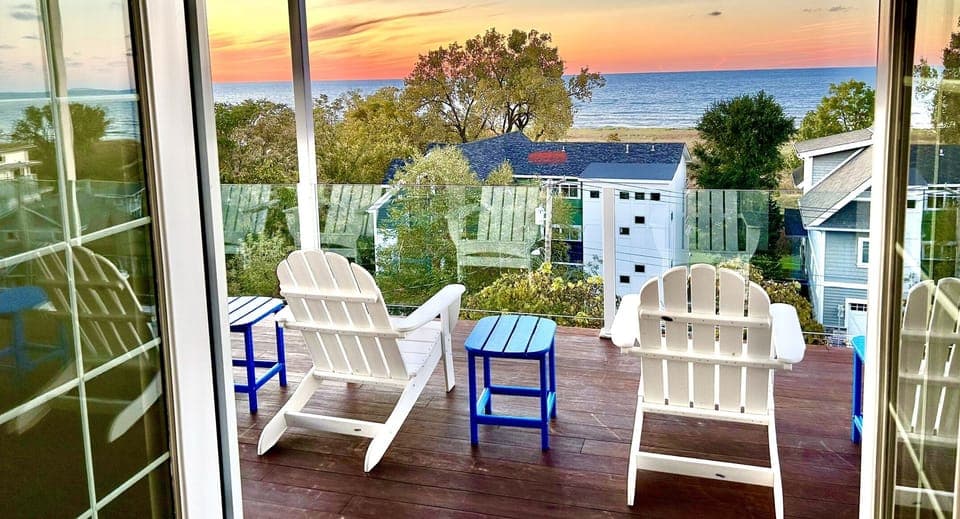 Walk out to this huge balcony w/seating for 10+