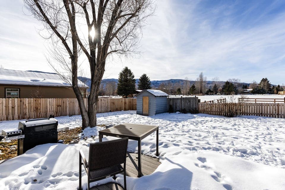 Large back yard fully fenced.  Open field behind.