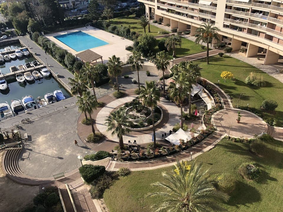 View from the flat over La Placette and the pool.