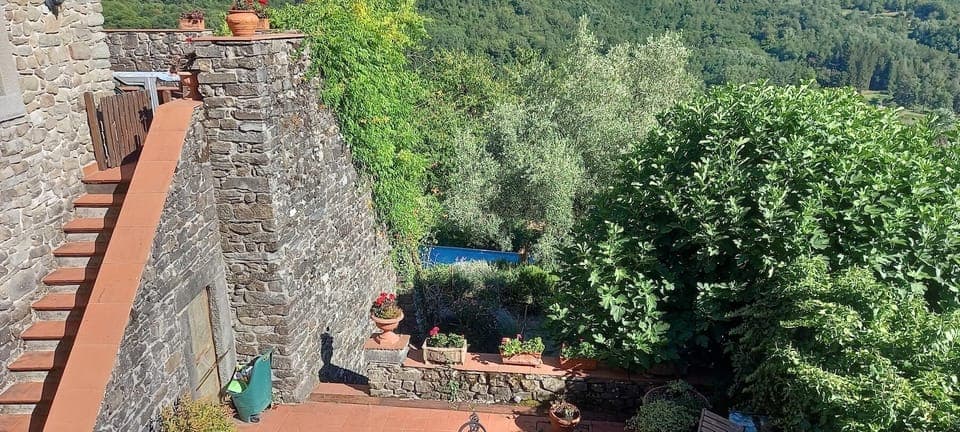 View of the pool from the roof terrace