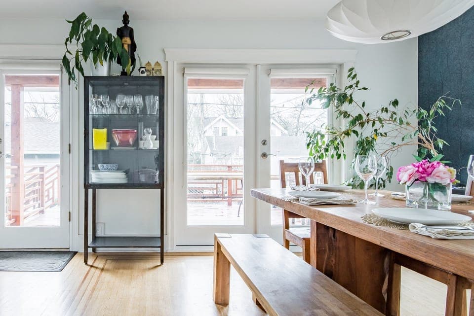 Kitchen is light-filled