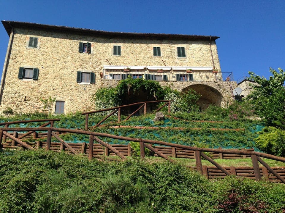 Looking up at the house from the pool.
