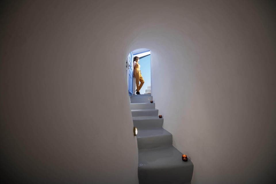 Cave steps to the terrace 