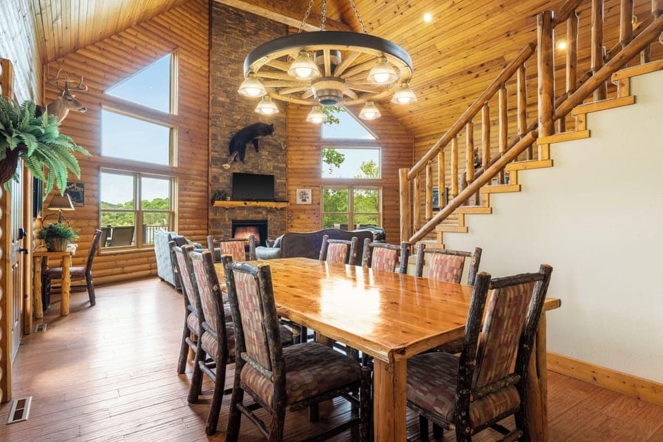 Dining table with seating for 8