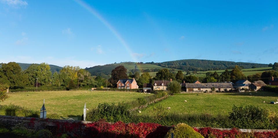 Bucknell village, with the Mynd in the background