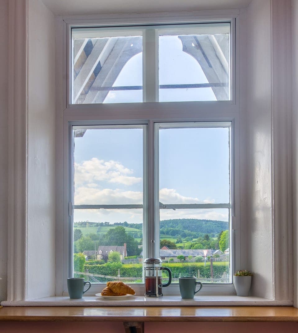 Enjoy a hot drink while looking out over Bucknell Mynd (hill)