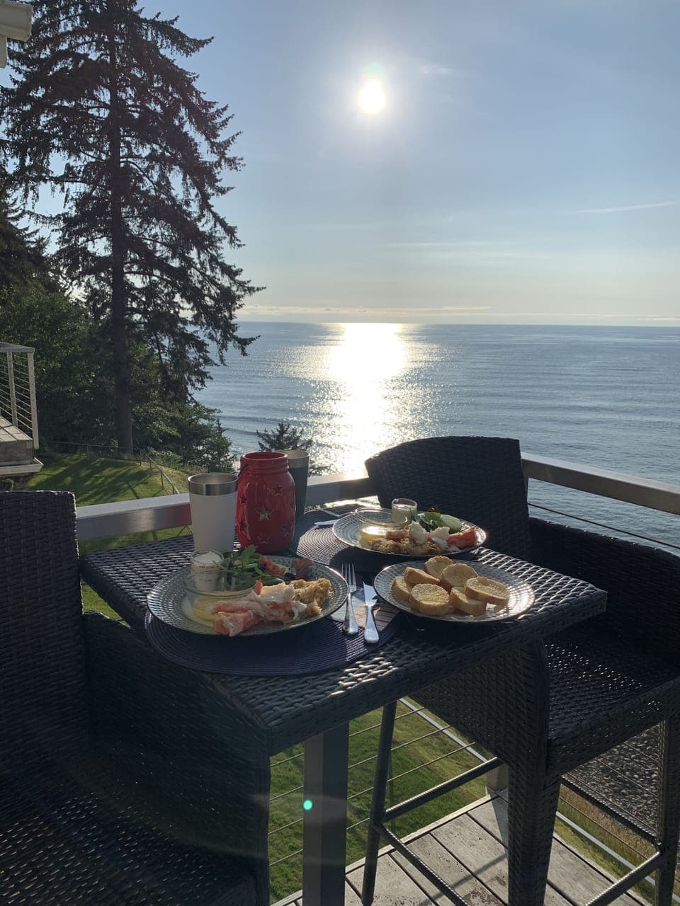 Dinner on the deck as the sun is setting