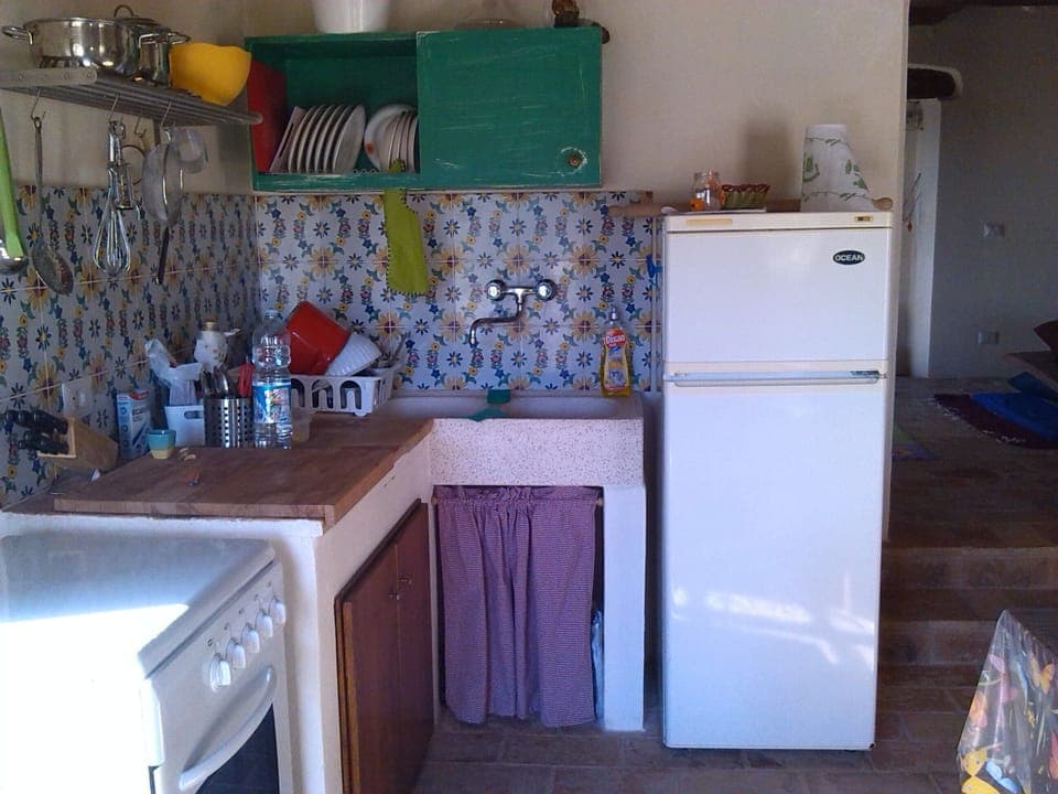 Kitchen with fire place