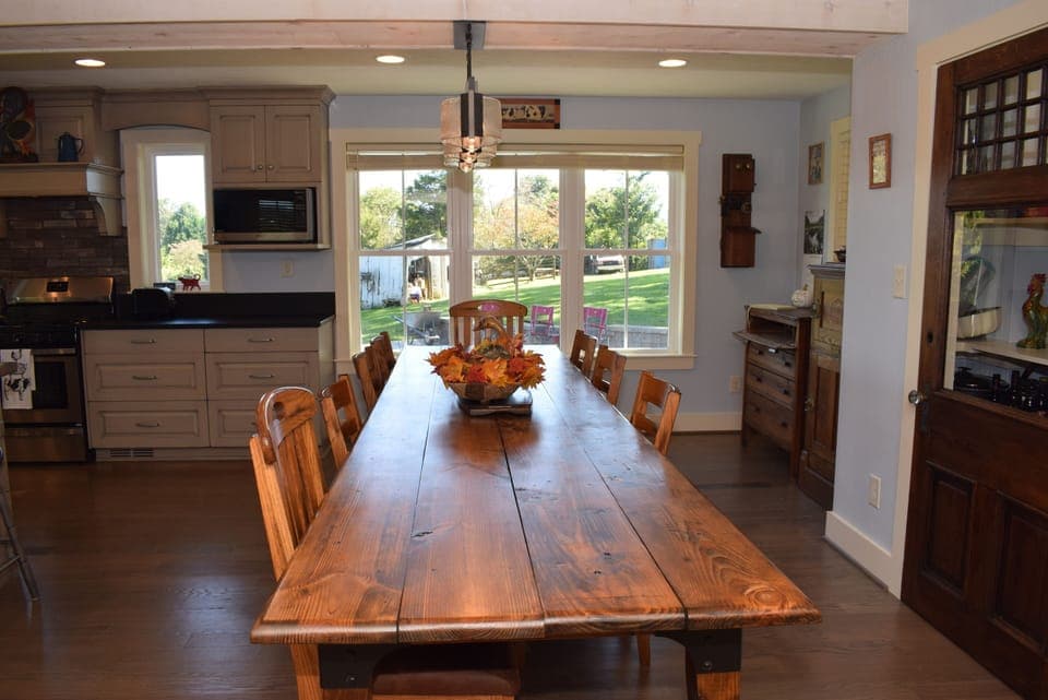 Large dining table seats 10.