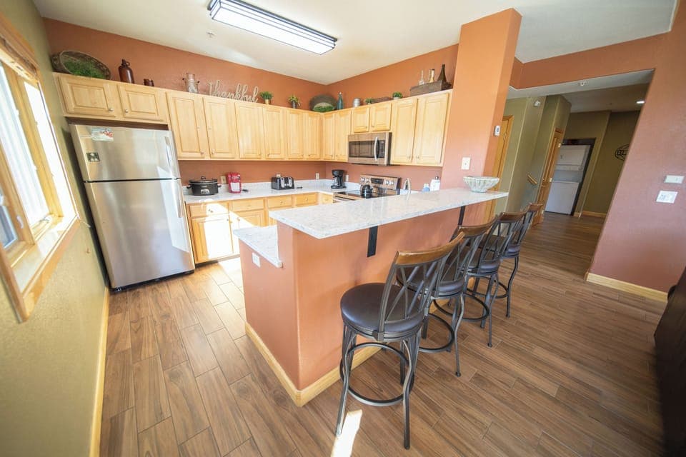 Convenient bar stool seating at kitchen counter