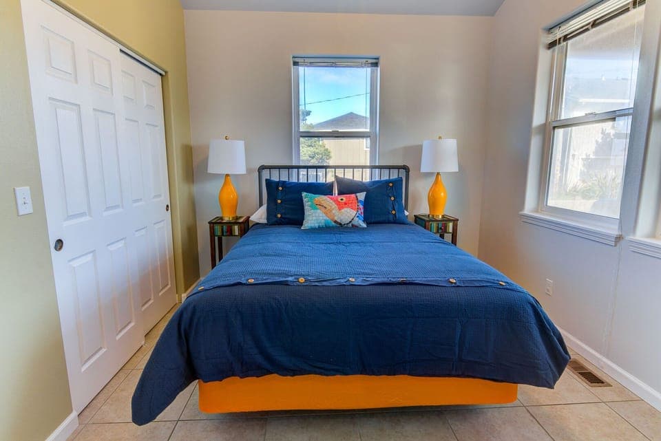 The downstairs bedroom with a queen bed is perfect for those that don't like stairs!