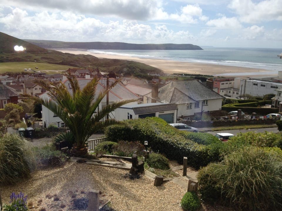 View across Woolacombe Bay from the lounge front windows, check out the surf!