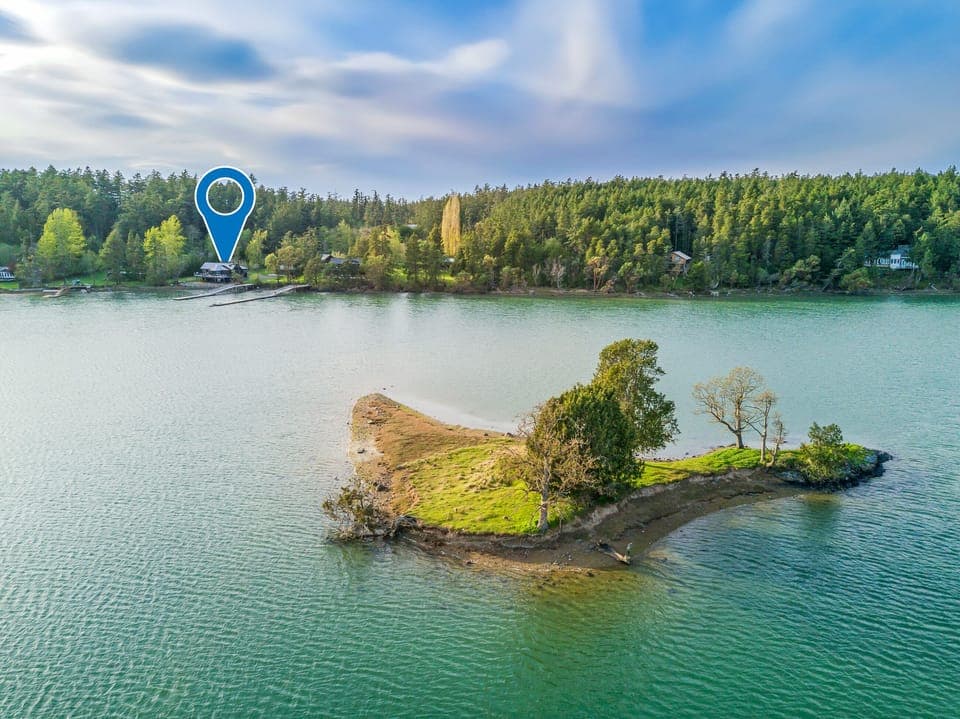 View of Mitchell Bay, with the rental home in background.