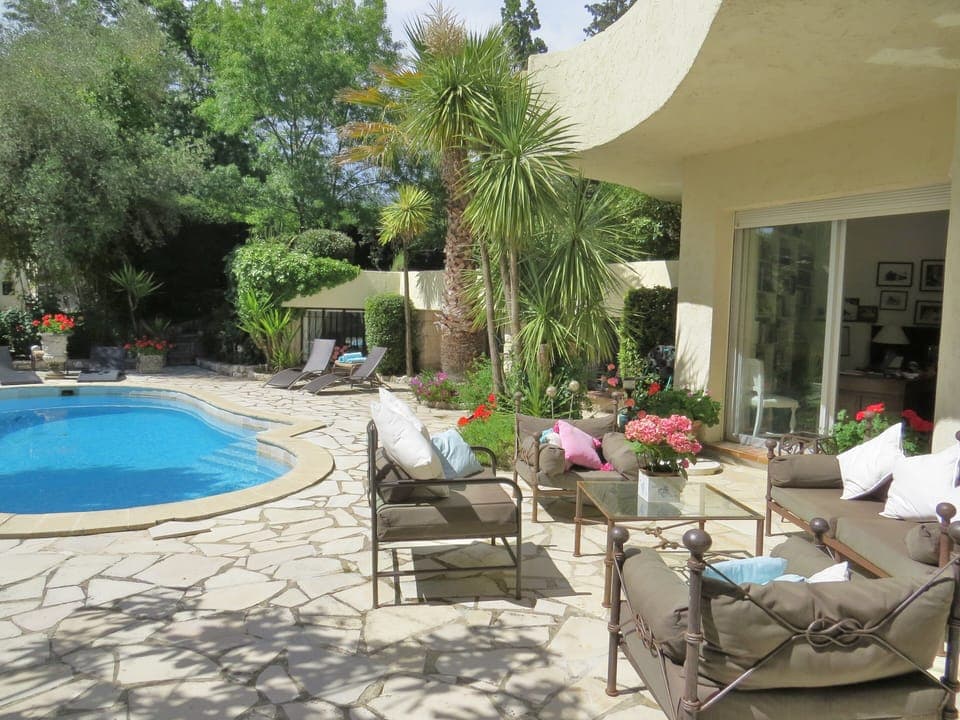 pool and sunny seating