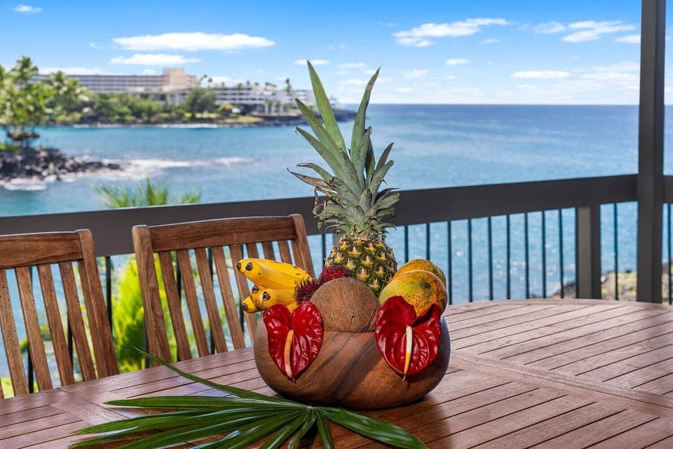 Enjoy fresh island fruit and unbeatable oceanfront views right from your private lanai.