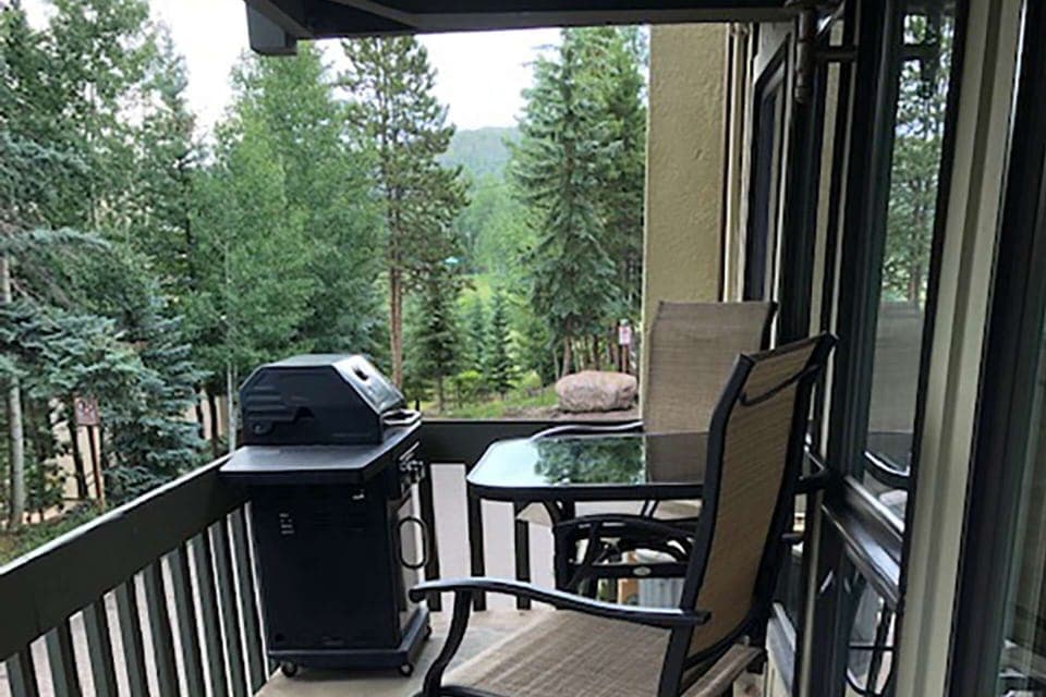 The balcony features a bistro table perfect for relaxing while enjoying the fresh Colorado mountain air!