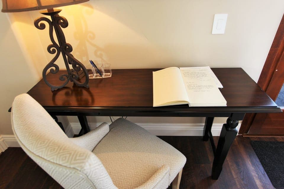 Desk large enough for your laptop.  Wireless internet is inlcuded.