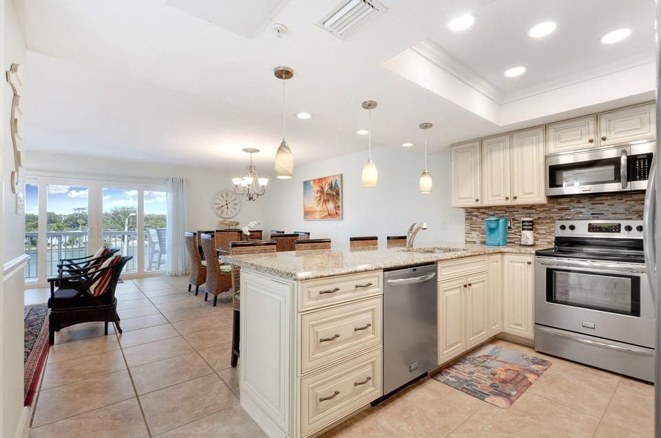 Kitchen Island and Living/Dining Rooms