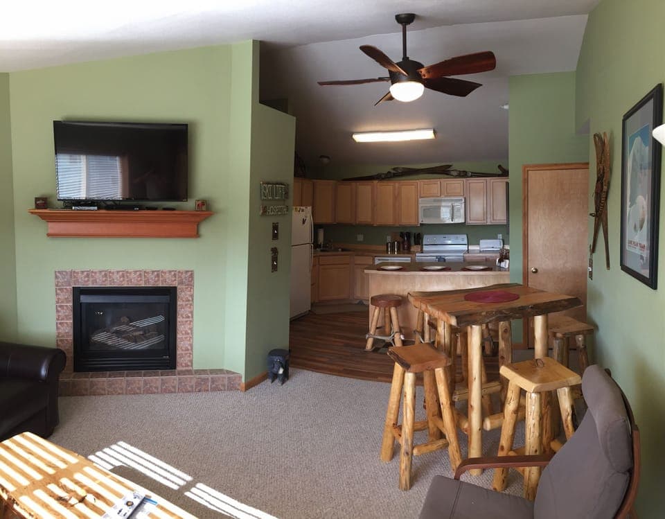view of living room and kitchen area